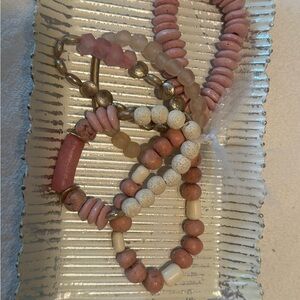 Pink and Gold Beaded Bracelet Set